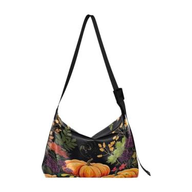 Imagem de Bolsa tiracolo masculina Autumn Fruits Pumpkins de couro, bolsa transversal grande, bolsa de couro com alça de ombro, Abóboras de frutas de outono - 1, One Size