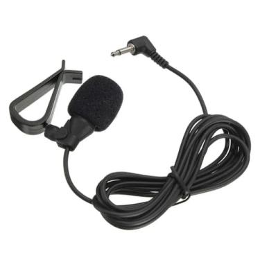 Imagem de Finmnmda Microfone de rádio de carro com plugue de 3,5 mm/2,5 mm, microfone condensador com esponja de cancelamento de ruído, base de clipe giratório para receptor estéreo de veículo Boss JVC Sony