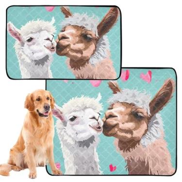 Imagem de Almofadas laváveis para cães de estimação, almofada para xixi, extragrande, beijo dos namorados, alpacas fofas, absorventes para parto, tapete de gaiola de cachorro fofo, impermeável, médio + grande