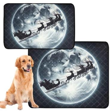 Imagem de Almofadas laváveis para cães de estimação, Papai Noel, veado, alce, Natal, pequenino, para gatos de estimação, impermeável, tapete para gaiola de cachorro, absorventes fofos, pequenos, pacote com 3