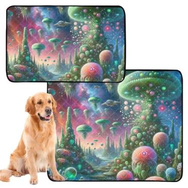 Imagem de TSENQUE Almofadas de xixi para cães lavável à prova d'água tapete de gaiola de cachorro fofo Fairyland cogumelo reutilizável xixi almofada absorvente de treinamento penico, pequeno x pacote com 3