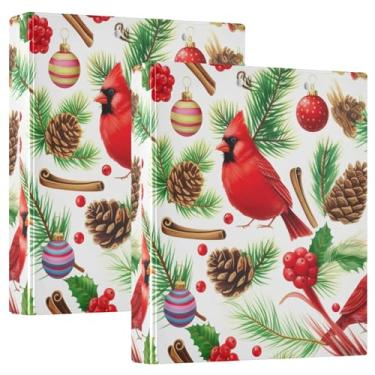 Imagem de Fichários de Natal com 3 anéis Red Birds de 3 cm comporta 200 folhas, lindo anel floral, redondo, fichário de escritório, 31,5 x 27 x 6 cm, 1 pacote