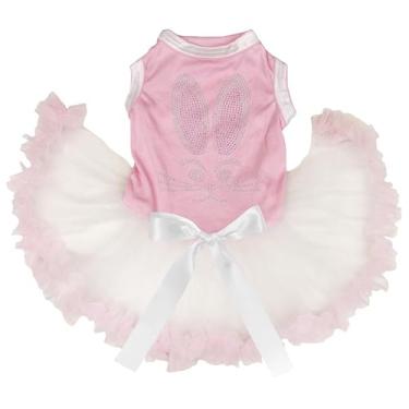 Imagem de Petitebella Vestido de cachorro com cara de coelho com strass (rosa/bege, pequeno)