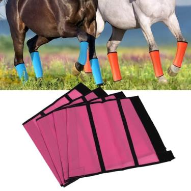 Imagem de Botas de Mosca de Cavalo de 4 Pces, Botas de Cavalo Confortáveis ​​pernas Traseiras Dianteiras Guarda Acessórios Equestres para Esportes de Equitação (Rosa vermelha)