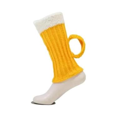 Imagem de Meias De Lã Engraçadas Para Dormir, Estilo Caneca De Cerveja 3D, Acolc