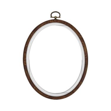 Imagem de Aro Decorativo Para Bordado Em Ponto Cruz Imitando Madeira Redondo Ova