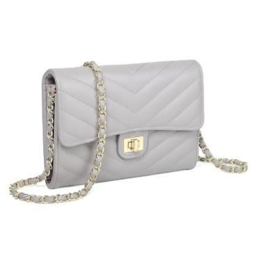 Imagem de YAZEKOUS Bolsas transversais para mulheres, bolsas pequenas, bolsas transversais, bolsa para celular com compartimentos para cartão para viagem, Cinza