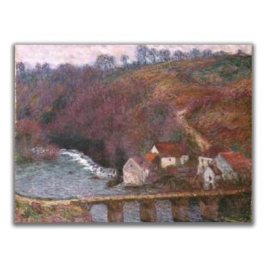 Imagem de Arte de parede em tela de Claude Monet - The Grande Creuse By The Bridge At Vervy Poster - Pinturas de arte impressionistas pinturas a óleo de paisagens famosas decorações de parede de estética de