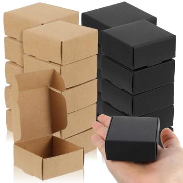 Imagem de HOFURME 200 minicaixas de papelão com tampa, pequenas caixas de papelão para artesanato, 5 x 5 cm x 2 cm, caixa pequena para joias, brincos, anéis, lembrancinhas de festa (preto e marrom)