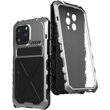 Imagem de MURVE Capa à prova de choque para iPhone 15Pro Max/15 Pro/15 Plus/15, capa de telefone de proteção total com suporte oculto à prova d'água (Cor: Prata, Tamanho: 15 Pro)