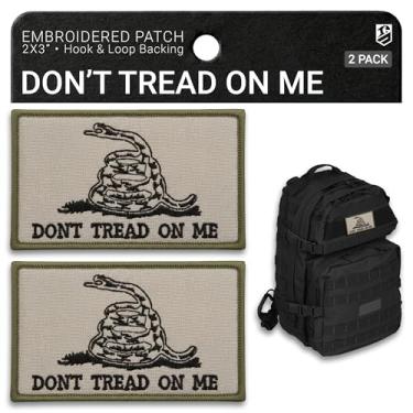 Imagem de 2 peças de patch Dont Tread On Me, emblema bordado da bandeira Gadsden, adesivos táticos de moral militar de gancho e laço para mochilas, colete tático, arnês para cães, adesivos Don't Tread On Me