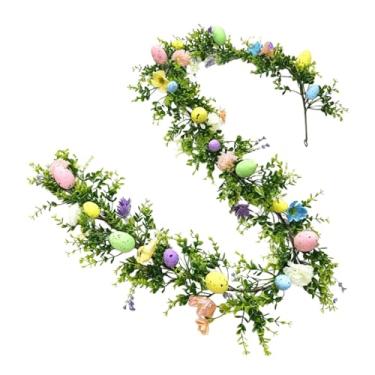 Imagem de Esquirla Guirlanda de Ovos de Páscoa - Ornamento Decorativo Versátil para a Páscoa - Guirlanda Artificial para Decoração de Paredes Internas e Externas -