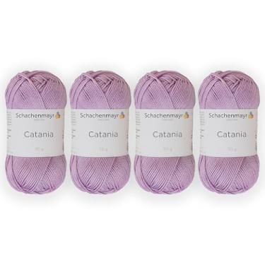 Imagem de 4 novelos/pacote Schachenmayr (SMC) Catania Originals Yarn, cada bola 50 g (125 m), 100% algodão mercerizado para fio de tricô e crochê, peso esportivo, 226 - lilás
