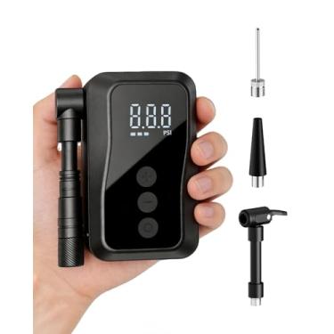 Imagem de Mini bomba de pneu de bicicleta, bomba de bicicleta de inflação rápida 25s com calibre, bomba de ar elétrica portátil de 150PSI com válvula Presta e Schrader para bicicleta de estrada, cidade