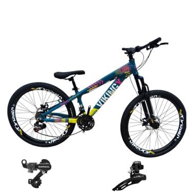 Imagem de Bicicleta 26 VikingX T25 21v Cambio Traseiro e Dianteiro Shimano Pneu Aro 26 Balão Preto-Unissex