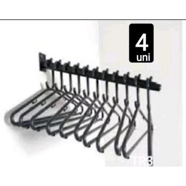 Imagem de Expositor Rt Arara Inclinado Cabideiro Parede - 4 Unidades - TR3, Pret