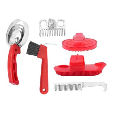 Imagem de menolana Kit de Higiene para Cavalos com 6 Peças: Inclui Limpador de Cascos, Escova de, Escova de Curry e Ferramentas de Limpeza para Troca de Pelagem.