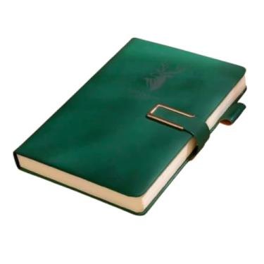 Imagem de Caderno de capa dura A5, diário de couro sintético macio com 85 folhas e suporte de caneta para homens e mulheres, diário forrado para escritório, negócios (VERDE)