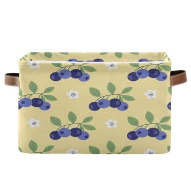 Imagem de Wassud Caixa de armazenamento de lona de flores de mirtilo com alças, cestas organizadoras dobráveis para armário, banheiro e decoração de casa, 1 pacote