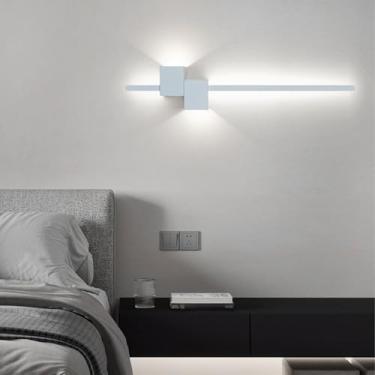 Imagem de GZZBMY Arandela LED Interior Moderna Criativa Minimalista Lâmpadas de Parede Longas Linear Alumínio Metal Iluminação de Parede para Quarto Cabeceira Sala de Estar Escadaria (Luz Branca Branca, 80 cm)