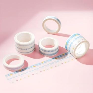 Imagem de Conjunto de adesivos Washi de 10 rolos de 3 metros, adesivos decorativos para artes faça-você-mesmo artesanato suprimentos de diário scrapbook cartão embrulho