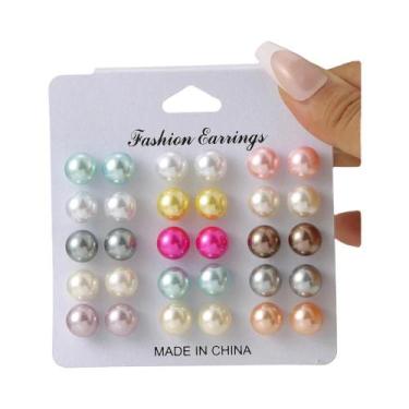 Imagem de Conjunto De Brincos De Pérola Coloridos Para Mulheres, Joias De Moda M