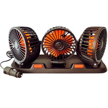 Imagem de Ventilador Carro Automotivo Triplo Caminhao Van Kombi Onibus 2 Velocidades Ajustavel Verao Sol Calor Automovel
