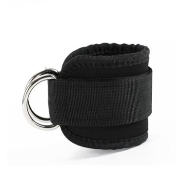 Imagem de Pacote com 1 alça de tornozelo preta com alça dupla – para kickback, extensões de perna, abdução de quadril, exercícios para glúteos e pernas, casa e academia