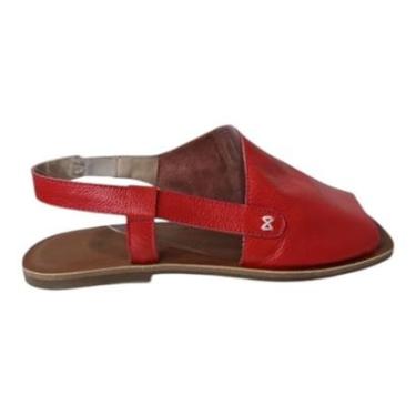 Imagem de Sandália Feminina Dinapoli em Couro Rasteira Ferrari 320043 Vermelho 34-Feminino