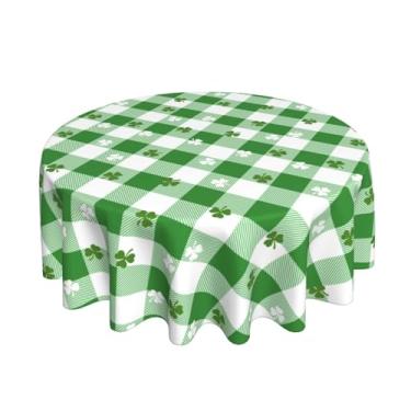 Imagem de DEKIFNHG Toalha de mesa redonda para Dia de São Patrício, 152 cm, decoração xadrez de búfalo verde, toalha de mesa redonda para festa de trevo no dia de São Patrício, feriado, piquenique, ambientes