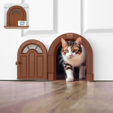 Imagem de Meow Manor Porta interior para gatos – sem aba, porta interior para gatos de até 9 kg, fácil configuração DIY, instalação segura em minutos, sem necessidade de treinamento..