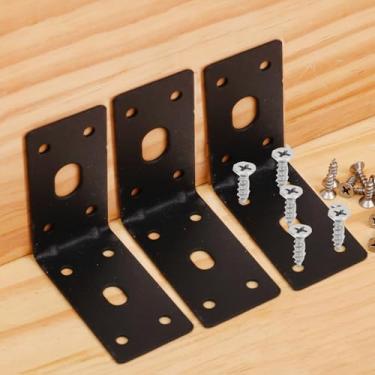 Imagem de 2 suportes de canto em forma de L, suporte de prateleira com parafusos, suporte de canto ajustável, suporte de canto para gaveta, 7 x 3,6 cm (ferro preto)