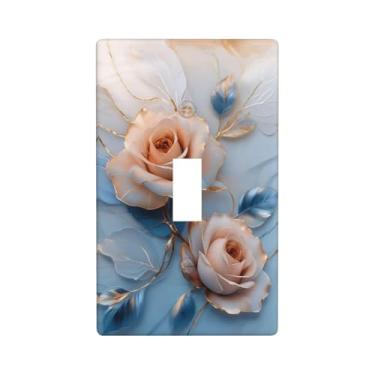 Imagem de Capas decorativas para interruptores de luz rosa rosa placa de parede com botão único capa decorativa para decoração de casa