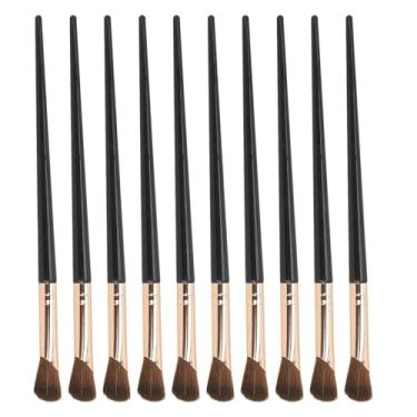 Imagem de CUOFYUNL 10pcs pincel de sombra de nariz em formato de foice macio cabelo forte pó agarrador pincel de maquiagem