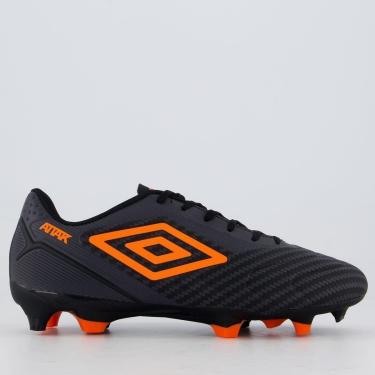 Imagem de Chuteira Umbro Attak III Campo Preta e Laranja-Masculino