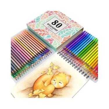Imagem de Caixa Com 80 Cores De Lápis De Cor a Óleo Em Tons Suaves Para Desenho 