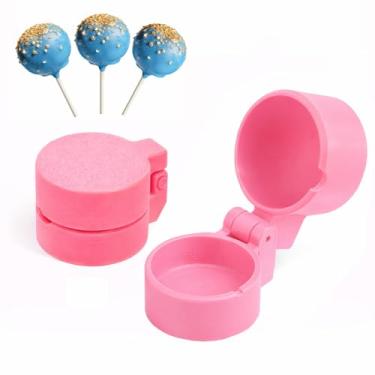 Imagem de Conjunto de prensa de moldes redondos para bolos, 2 unidades de ABS, cortador e empurrador de bolo circular, kit de moldes de assar para festas, casamentos, fazer sobremesas em casa - rosa