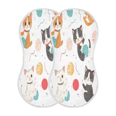 Imagem de STAYTOP 2 peças de panos fofos para arrotos de gato de desenho animado - panos para arrotar para bebês meninos meninas e toalha de recém-nascido, panos grandes absorventes para arrotar