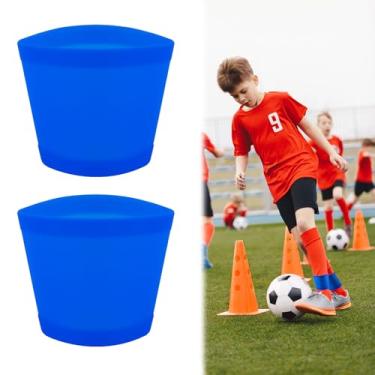 Imagem de Faixas de perna de futebol, tiras de proteção de canela de futebol de silicone macio para manter caneleiras e meias de futebol no lugar, suportes para caneleiras para adultos (azul)