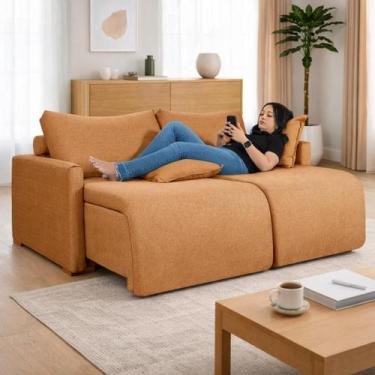 Imagem de Sofá Cama Living Retrátil Milão Com Almofadas Soltas 1,80 em Linho Cor