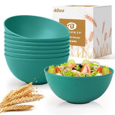 Imagem de BUSOKIP Tigelas de palha de trigo para cozinha, conjunto de 8, tigelas de sopa grossas antiqueimadura 1,134 g, podem ser colocadas no micro-ondas e na máquina de lavar louça, conjuntos fáceis de