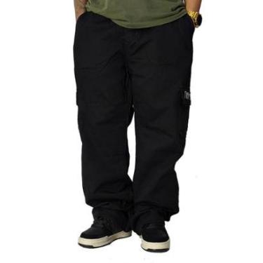 Imagem de Calça Sarja Trip Side Cargo Tag Pixo Bordado Preto C053-Masculino