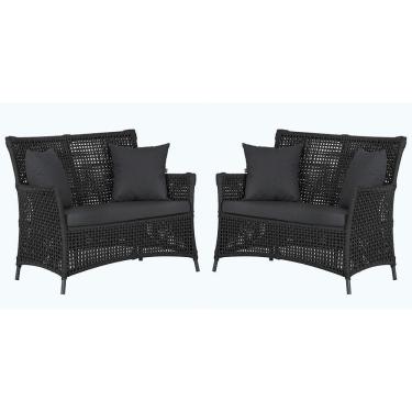 Imagem de 2 Sofás área Externa Igapó Alumínio Preta Corda Náutica E11 Preto