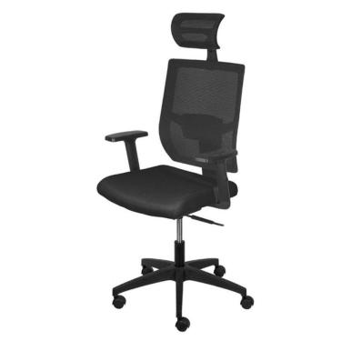 Imagem de Cadeira Escritório Giratória Nr-17 Presidente Atenas Or Design Tela Mesh Preto Base Rodizio Nylon