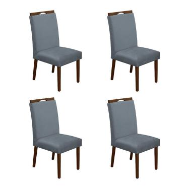Imagem de Kit 4 Cadeiras De Jantar Madeira Maciça Mel Premium Heloísa Veludo Cinza - Cor: Cinza
