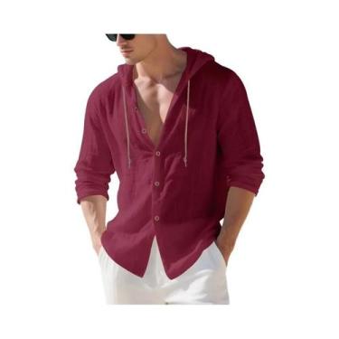 Imagem de Cardigã Masculino Solto De Manga Longa Com Capuz, 15 Cores, Camisa Cas