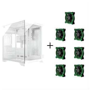 Imagem de Gabinete Gamer Aquario Clarity Branco + 7 Fan LED Cor Verde