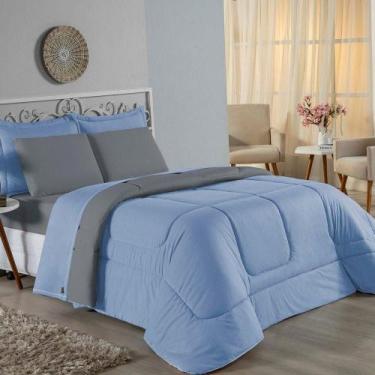 Imagem de Kit Edredom Dupla Face + Jogo De Lençol Solteiro Nobre 5 Peças Malha 1