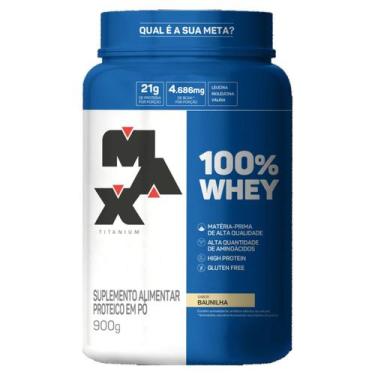 Imagem de Suplemento em pó 100% Whey em pote 900g Max Titanium, Cookies