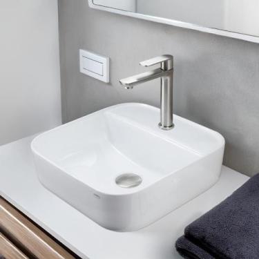 Imagem de Kit Completa Cuba Quadrada C/ Torneira Escovada E Válvula - Smart DEPO